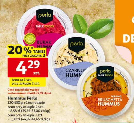 Hummus Perla 120-130 g, różne rodzaje