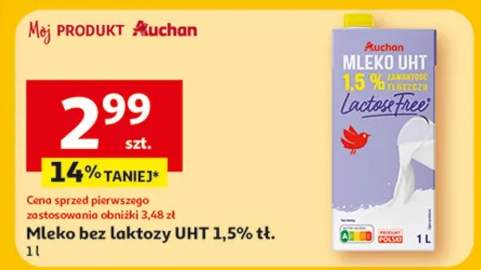 Mleko bez laktozy UHT 1,5% tł.