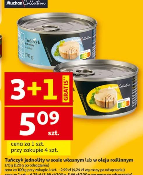 Tuńczyk jednolity w sosie własnym lub w oleju roślinnym