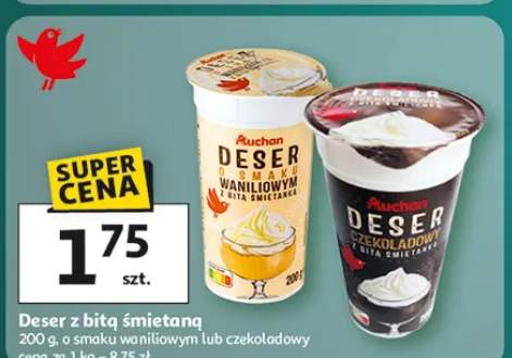 Deser z bitą śmietaną o smaku waniliowym lub czekoladowy