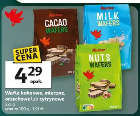 Wafle kakaowe, mleczne, orzechowe lub cytrynowe