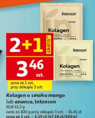 Kolagen o smaku mango lub anansa, Intenson