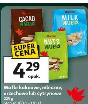 Wafle kakaowe, mleczne, orzechowe lub cytrynowe