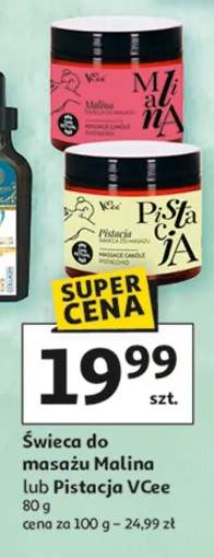 Świeca do masażu Malina lub Pistacja V'Cee