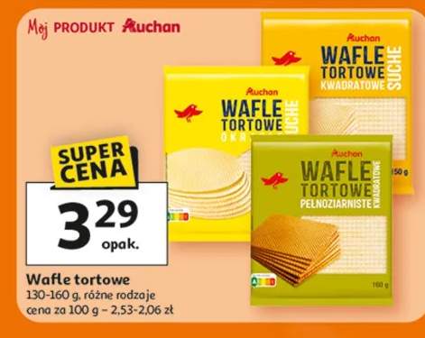Wafle tortowe, różne rodzaje Auchan