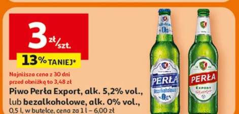 Piwo Perła Export, alk. 5.2% vol., lub bezalkoholowe, alk. 0% vol.