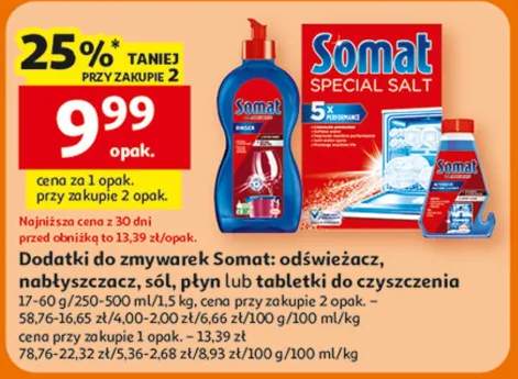 Dodatki do zmywarek Somat: odświeżacz, nabłyszczacz, sól lub płyn lub tabletki do czyszczenia