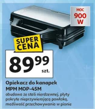 Opiekacz do kanapek MPM MOP-45M obudowa ze stali nierdzewnej, płyty pokryte nieprzywierającą powłoką, możliwość przechowywania w pionie