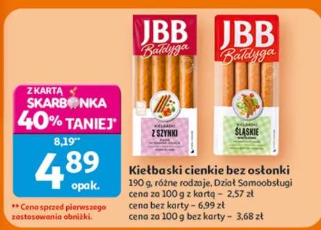 Kiełbaski cienkie bez osłonki z szynki