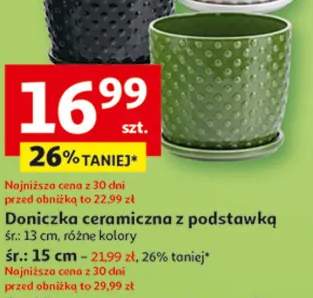 Doniczka ceramiczna z podstawką śr: 20 cm