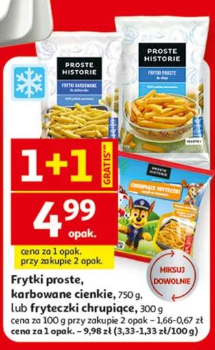 Frytki proste, karbowane cienkie 750g, lub fryteczki chrupiące 300g