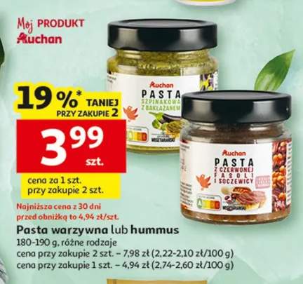 Pasta warzywna lub hummus