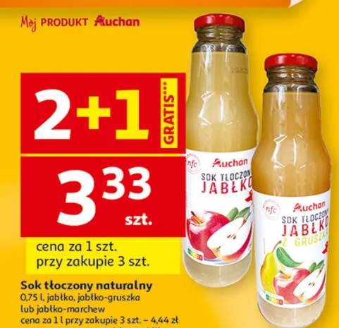 Sok tłoczony naturalny jabłko, jabłko-gruszka lub jabłko-marchew