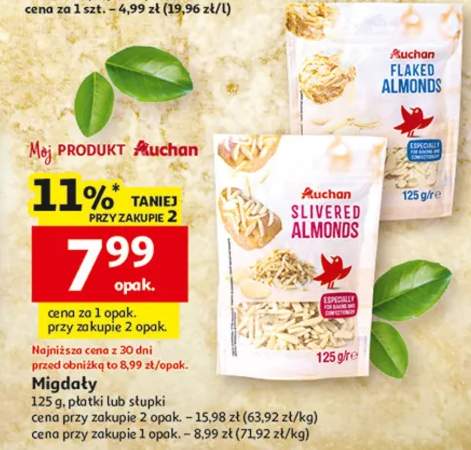 Migdały płatki lub słupki