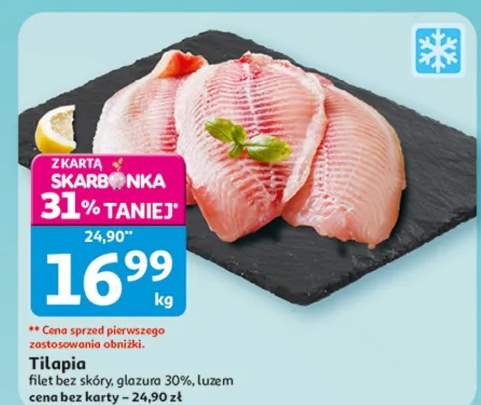 Filet Tilapia bez skóry, glazura 30%, luzem