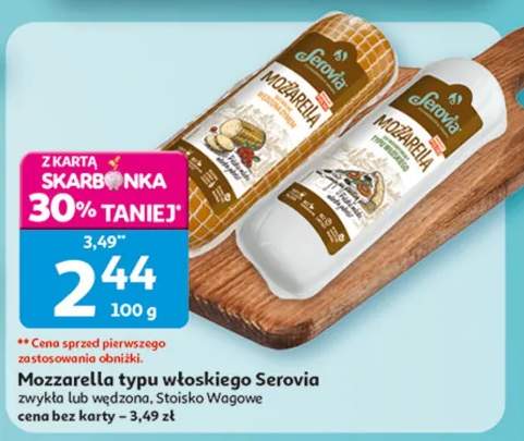 Mozzarella typu włoskiego zwykła lub wędzona