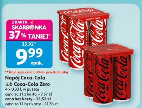 Napój Coca-Cola lub Coca-Cola Zero