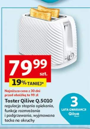 Toster Q.5010 regulacja stopnia opiekania funkcje rozmrażania i podgrzewania, wyjmowana tacka na okruchy