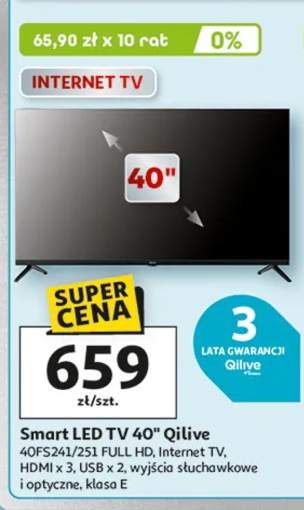 Smart LED TV 40" 40F5241/251 FULL HD, Internet TV, HDMI x 3, USB x 2, wyjścia słuchawkowe i optyczne, klasa E