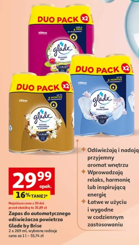 Zapas do automatycznego odświeżacza powietrza by Brise, 2 x 269 ml, wybrane rodzaje