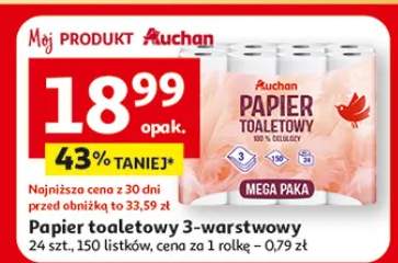 Papier toaletowy 3-warstwowy, 24 szt., 150 listków, cena za 1 rolkę - 0,79 zł