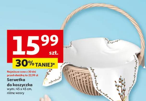 Serwetka do koszyczka wym.: 45 x 45 cm, różne wzory