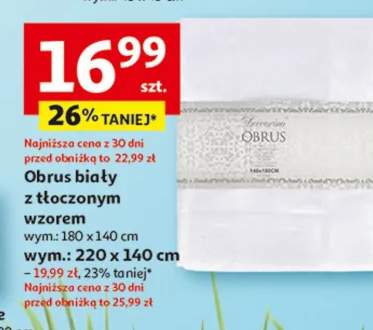 Obrus biały z tłoczonym wzorem wym.: 180 x 140 cm wym.: 220 x 140 cm