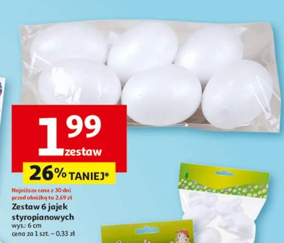 Zestaw 6 jajek styropianowych