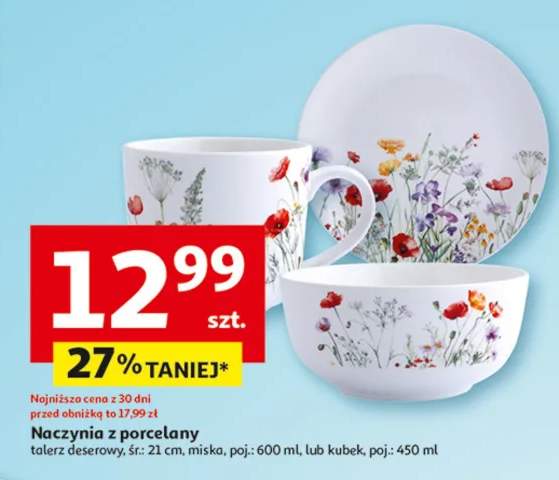 Naczynia z porcelany talerz deserowy, miska, kubek