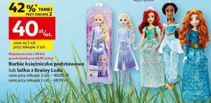 Barbie księżniczka podstawowa lub lalka z Krainy Lodu