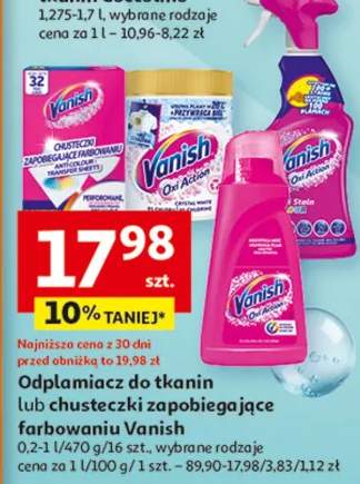 Odplamiacze do tkanin lub chusteczki zapobiegające farbowaniu Vanish