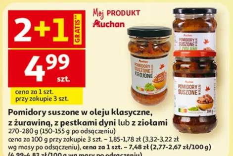 Pomidory suszone w oleju klasyczne, z żurawiną, z pestkami dyni lub z ziołami