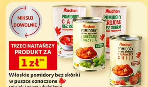 Włoskie pomidory bez skórki w puszce oznaczone, całe lub krojone z dodatkami