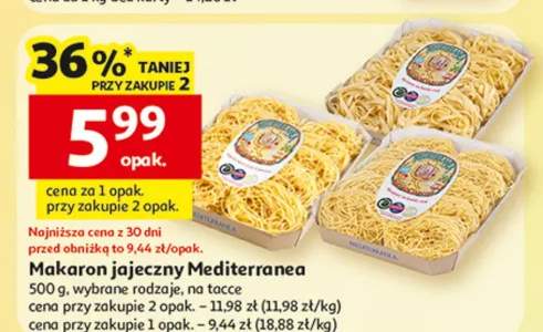 Makaron jajeczny Mediterranea, różne rodzaje, na tacce