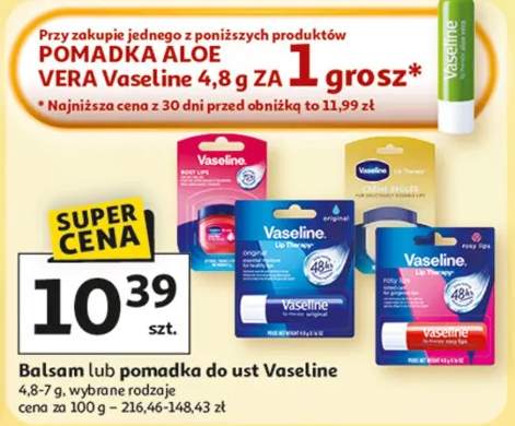 Balsam lub pomadka do ust Vaseline wybrane rodzaje