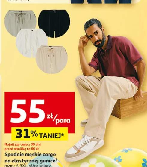 Spodnie męskie cargo na elastyczną gumę