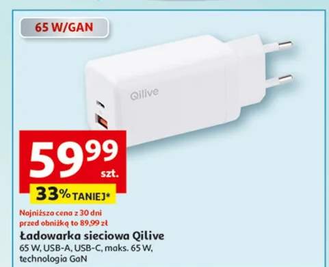 Ładowarka sieciowa 65W USB-A, USB-C