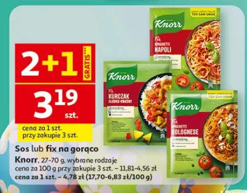Sos lub fix na gorąco Knorr, wybrane rodzaje