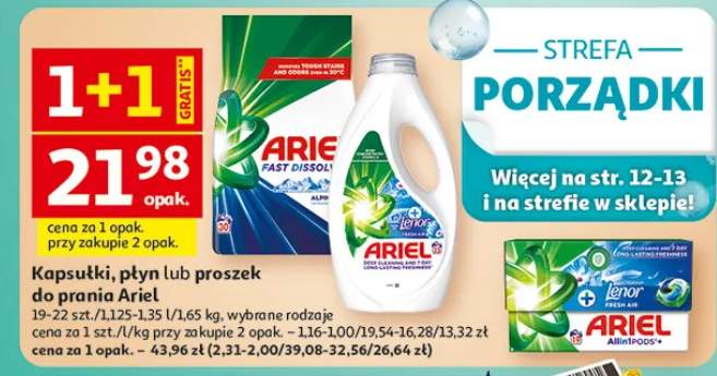 Kapsułki, płyn lub proszek do prania Ariel