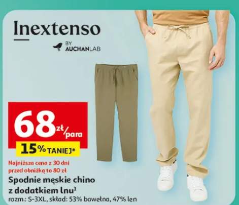 Spodnie męskie chino z dodatkiem lnu