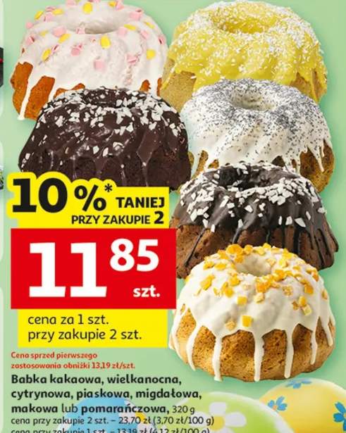 Babka kakaowa, wielkanocna, cytrynowa, piaskowa, migdałowa, makowa lub pomarańczowa