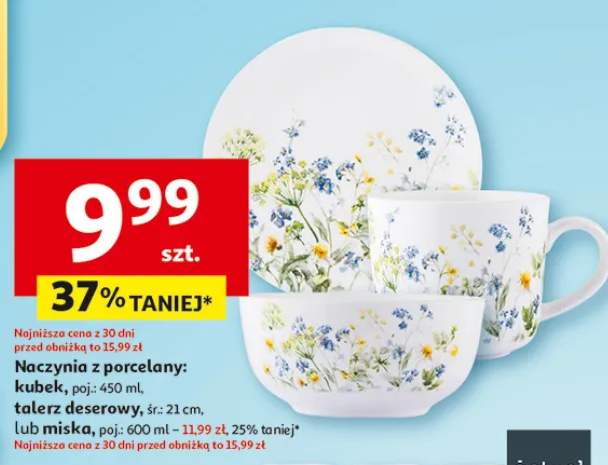 Naczynia z porcelany: kubek, talerz deserowy lub miska