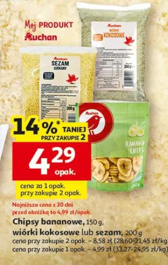 Chipsy bananowe, wiórki kokosowe