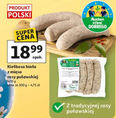 Kiełbasa biała z mięsa rasy puławskiej