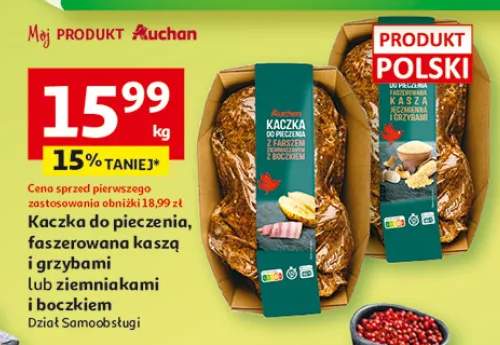 Kaczka do pieczenia, faszerowana kaszą i grzybami lub ziemniakami i boczkiem
