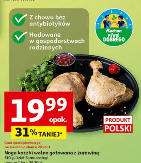 Noga kaczki wolno gotowana z żurawiną