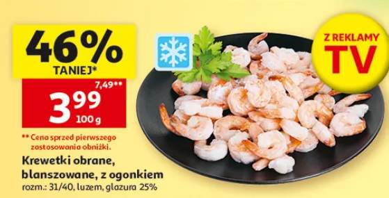 Krewetki obrane, blanszowane, z ogonkiem