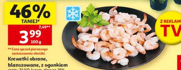 Krewetki obrane, blanszowane, z ogonkiem