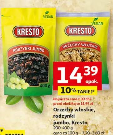 Orzechy włoskie, rodzynki jumbo Kresto 200-400g
