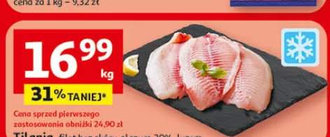 Tilapia, filet bez skóry, glazura 30%, luzem